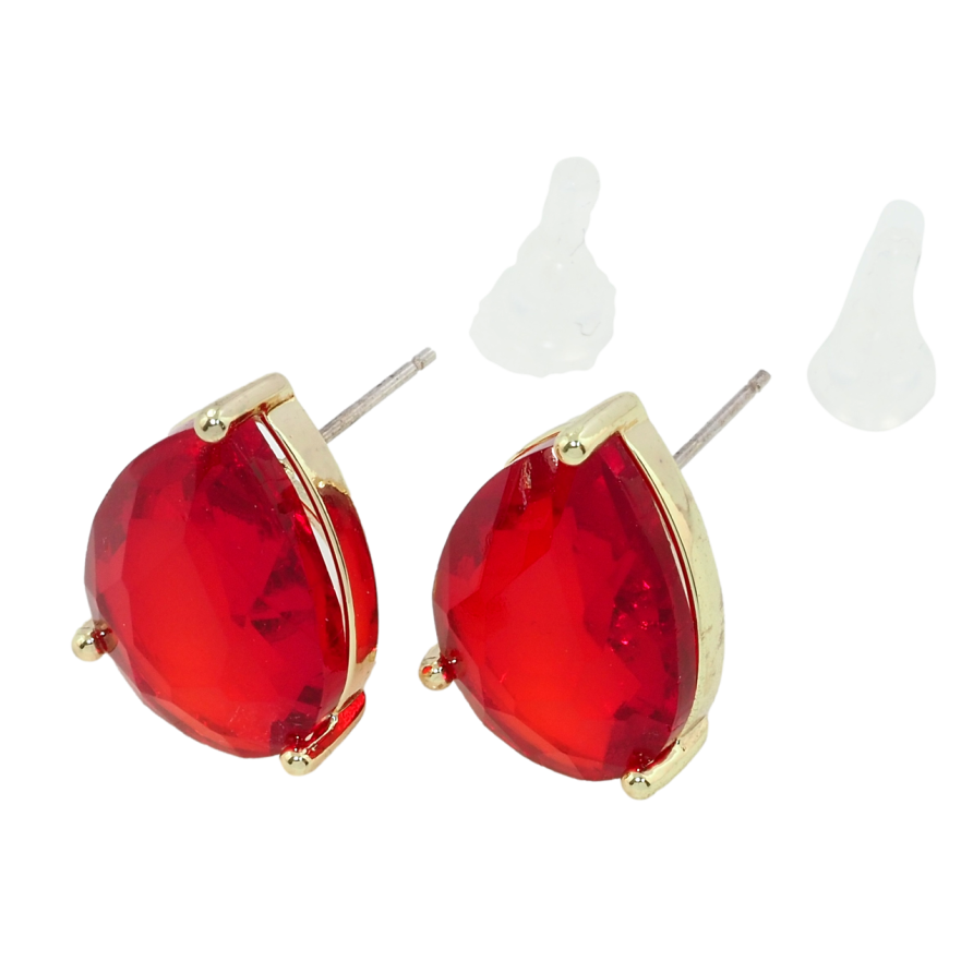 Сережки Xuping QQMM Позолота 14K пусети Червоні фіаніти фото №1 Сережки Xuping QQMM Позолота 14K пусети Червоні фіаніти фото №1