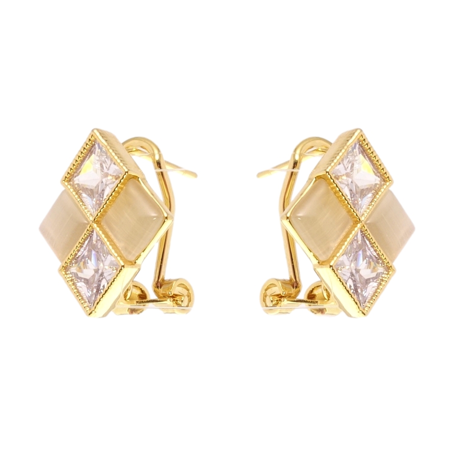 Серьги Xuping QQMM Позолота 14K итальянский замок Ромбы с фианитами фото №1