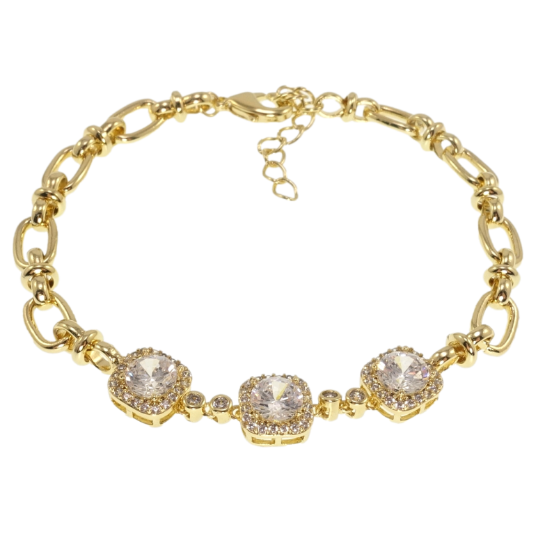 Браслет Xuping QQMM Позолота 14K Три кристалла длина с доп.цепочкой 16-18,5см х 3-5мм фото №1 Браслет Xuping QQMM Позолота 14K Три кристалла длина с доп.цепочкой 16-18,5см х 3-5мм фото №1