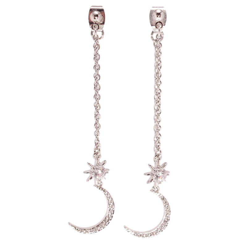 Серьги Xuping QQMM Родий пусеты Подвески полумесяц со звездой на одну сторону фото №1 Серьги Xuping QQMM Родий пусеты Подвески полумесяц со звездой на одну сторону фото №1