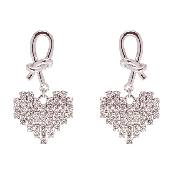 Сережки Xuping QQMM Родій пусети Сердечка інкрустація цирконієм фото №16