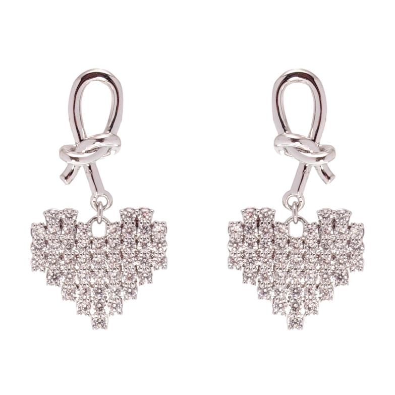 Серьги Xuping QQMM Родий пусеты Сердечки инкрустация цирконием фото №1 Серьги Xuping QQMM Родий пусеты Сердечки инкрустация цирконием фото №1