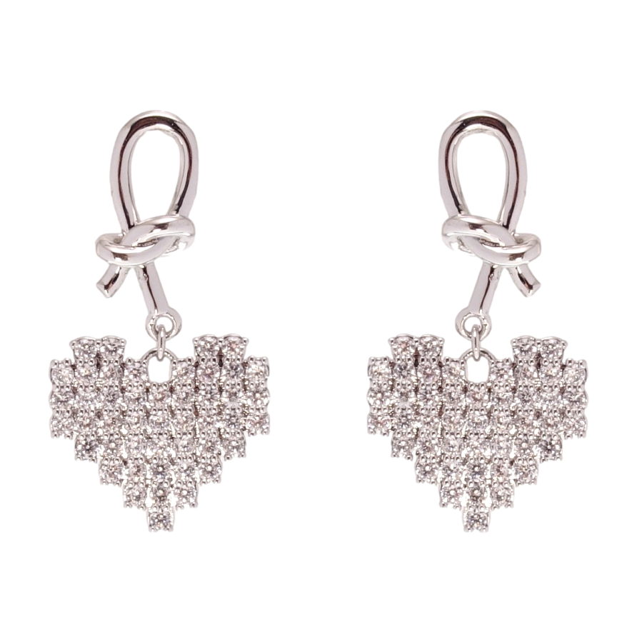 Серьги Xuping QQMM Родий пусеты Сердечки инкрустация цирконием фото №1 Серьги Xuping QQMM Родий пусеты Сердечки инкрустация цирконием фото №1