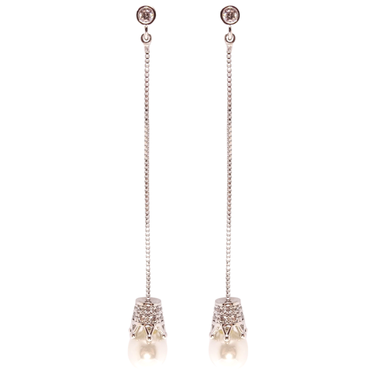 Сережки Xuping QQMM Родій пусети Перлинні підвіски фото №18