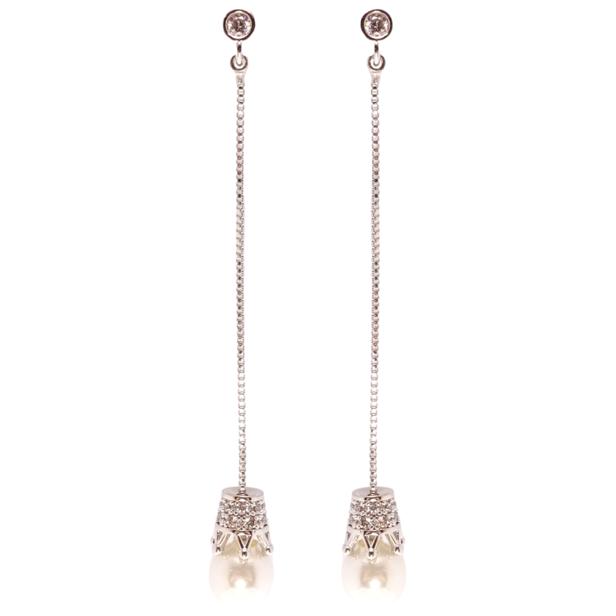 Серьги Xuping QQMM Родий пусеты Жемчужные подвески фото №1 Серьги Xuping QQMM Родий пусеты Жемчужные подвески фото №1