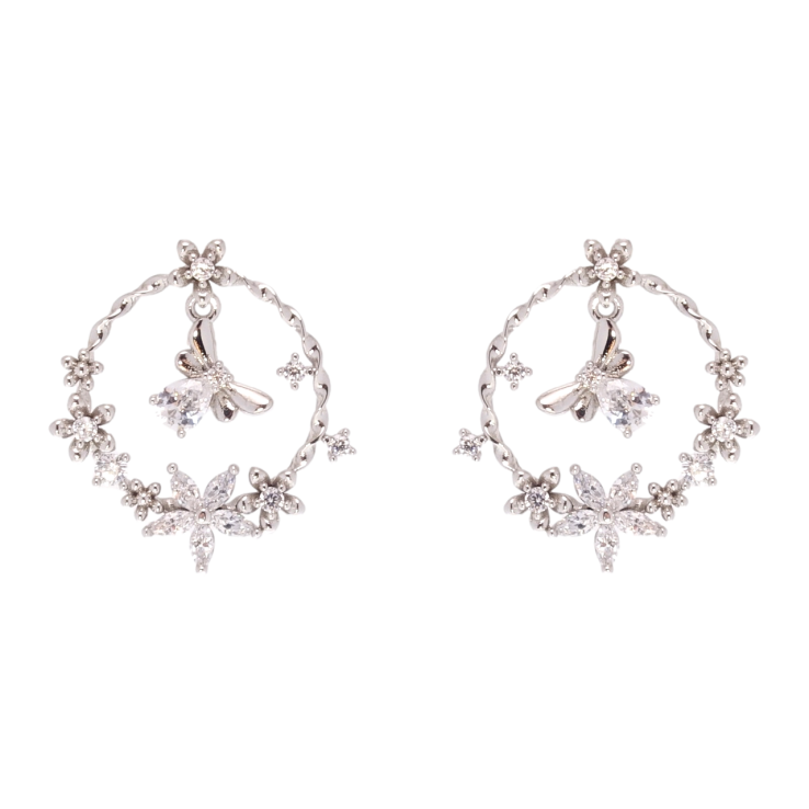 Серьги Xuping QQMM Родий пусеты Цветочные колечки с мушками фото №14