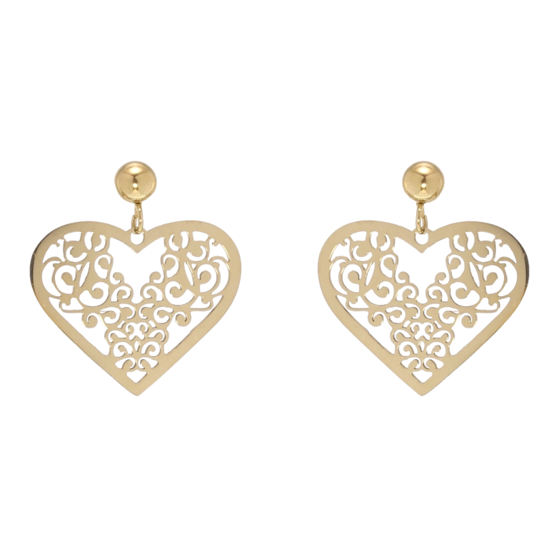 Сережки Xuping TTM Stainless Steel колір 14K пусети Сердечки фото №1