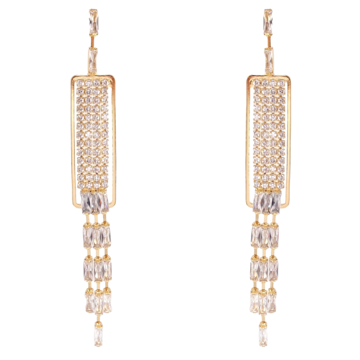 Серьги Xuping QQMM Позолота 18K пусеты Подвески инкрустация цирконием фото №4