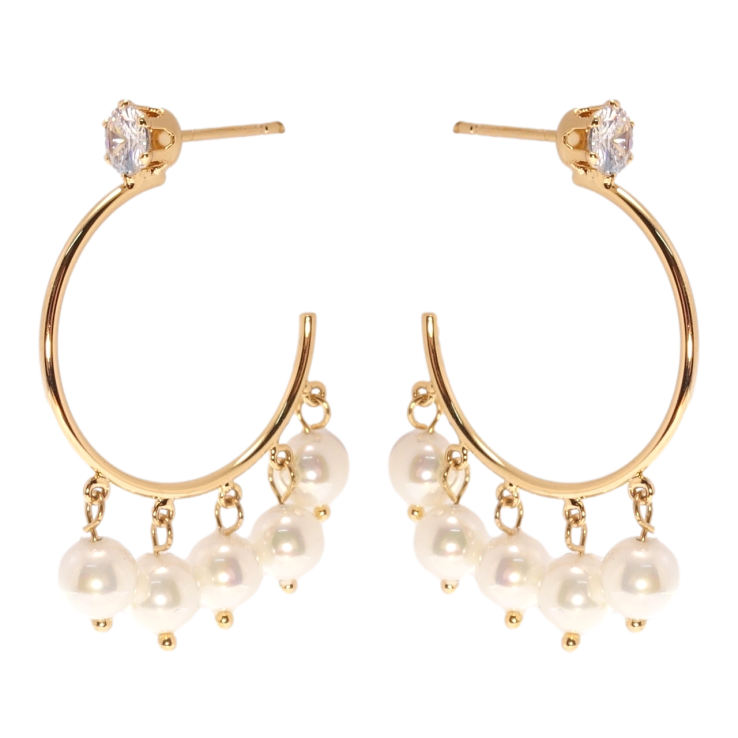 Серьги Xuping QQMM Позолота 18K пусеты Кольца с жемчужными подвесками фото №8