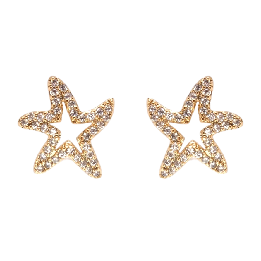 Серьги Xuping QQMM Позолота 18K пусеты Звезды инкрустация цирконием фото №1