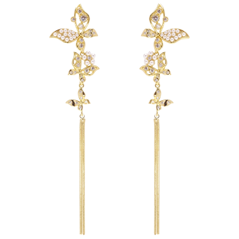 Сережки Xuping JEAN GOUJON Позолота 14K пусети Метелики фото №1