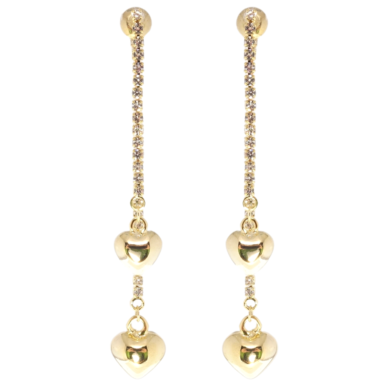 Сережки Xuping JEAN GOUJON Позолота 14K пусети Сердечки на кришталевих ланцюжках фото №1 Сережки Xuping JEAN GOUJON Позолота 14K пусети Сердечки на кришталевих ланцюжках фото №1