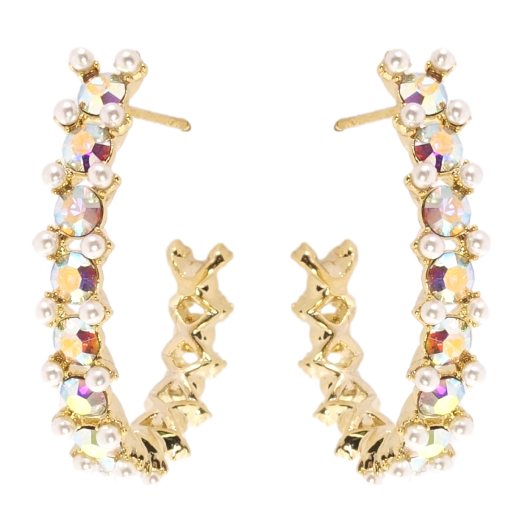 Сережки Xuping JEAN GOUJON Позолота 14K пусети Дуги з перлами та кристалами фото №21 Сережки Xuping JEAN GOUJON Позолота 14K пусети Дуги з перлами та кристалами фото №21