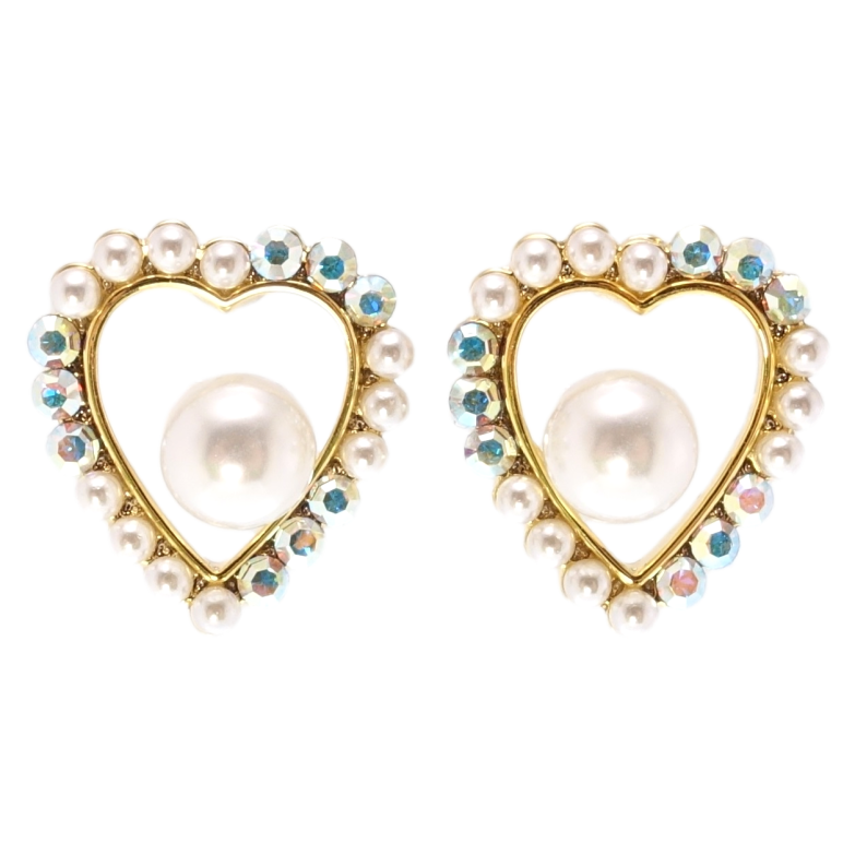 Сережки Xuping JEAN GOUJON Позолота 14K пусети Сердечки з перлами та фото №2 Сережки Xuping JEAN GOUJON Позолота 14K пусети Сердечки з перлами та фото №2