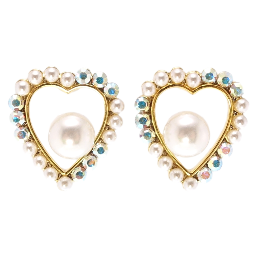 Сережки Xuping JEAN GOUJON Позолота 14K пусети Сердечки з перлами та фото №1 Сережки Xuping JEAN GOUJON Позолота 14K пусети Сердечки з перлами та фото №1