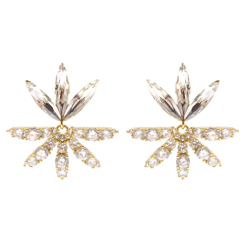 Серьги Xuping JEAN GOUJON Позолота 14K пусеты Кристальные цветочки фото №1