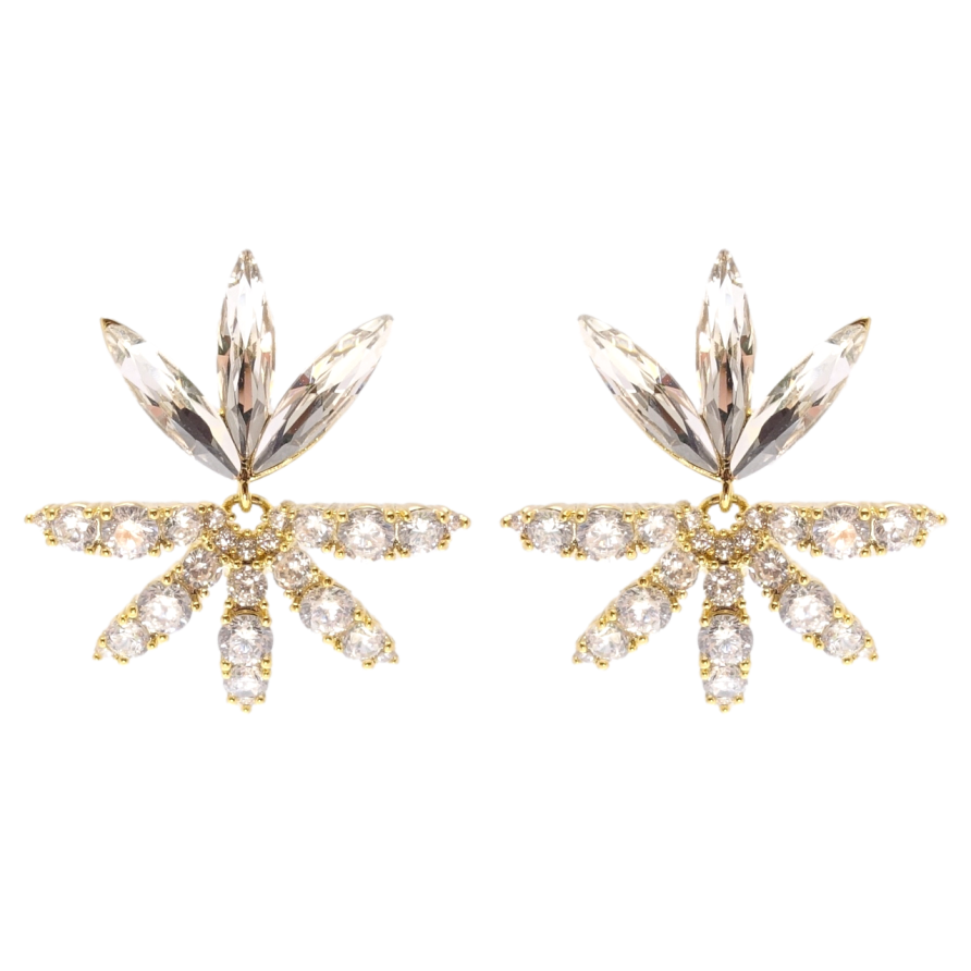 Серьги Xuping JEAN GOUJON Позолота 14K пусеты Кристальные цветочки фото №1 Серьги Xuping JEAN GOUJON Позолота 14K пусеты Кристальные цветочки фото №1