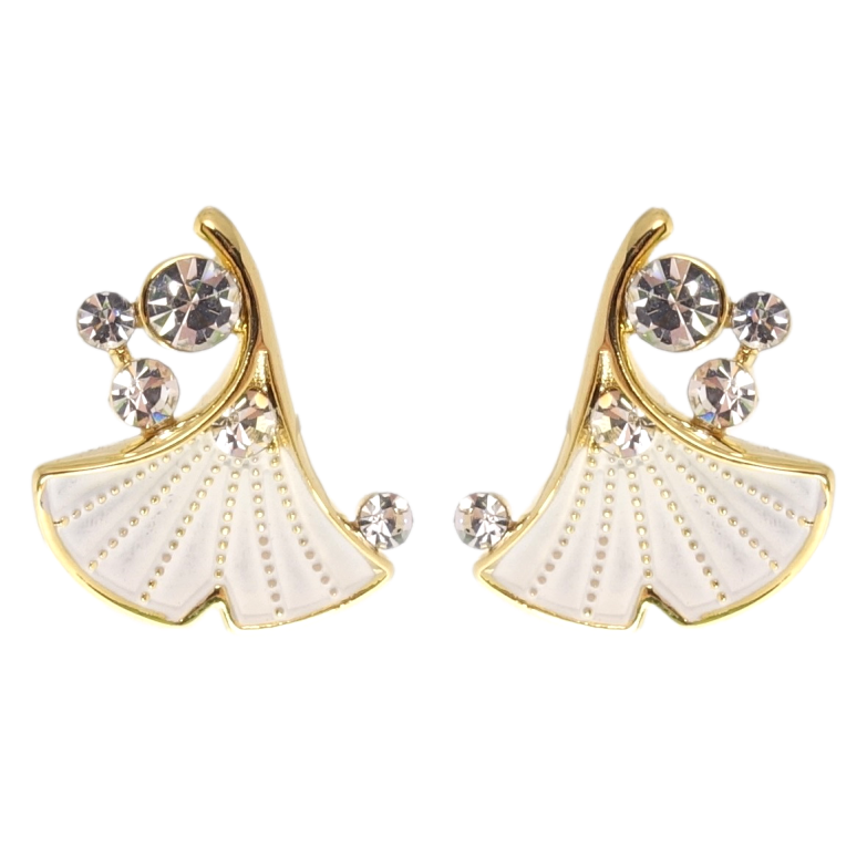 Сережки Xuping JEAN GOUJON Позолота 14K пусети Листики з кристалами та емаллю фото №1 Сережки Xuping JEAN GOUJON Позолота 14K пусети Листики з кристалами та емаллю фото №1