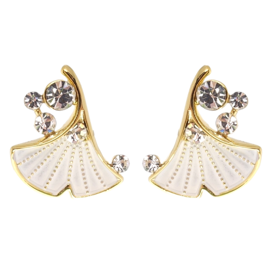 Сережки Xuping JEAN GOUJON Позолота 14K пусети Листики з кристалами та емаллю фото №1 Сережки Xuping JEAN GOUJON Позолота 14K пусети Листики з кристалами та емаллю фото №1