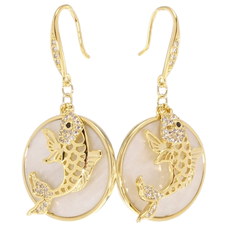 Сережки Xuping JEAN GOUJON Позолота 14K французький замок Рибки на один бік фото №1