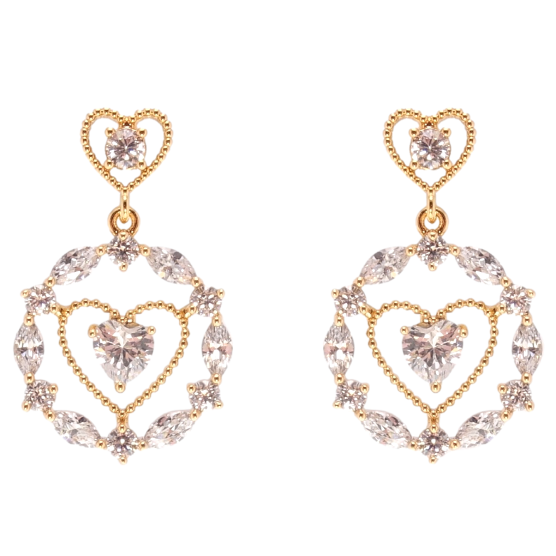 Серьги Xuping JEAN GOUJON Позолота 18K пусеты Подвески сердечки с цирконием фото №1 Серьги Xuping JEAN GOUJON Позолота 18K пусеты Подвески сердечки с цирконием фото №1