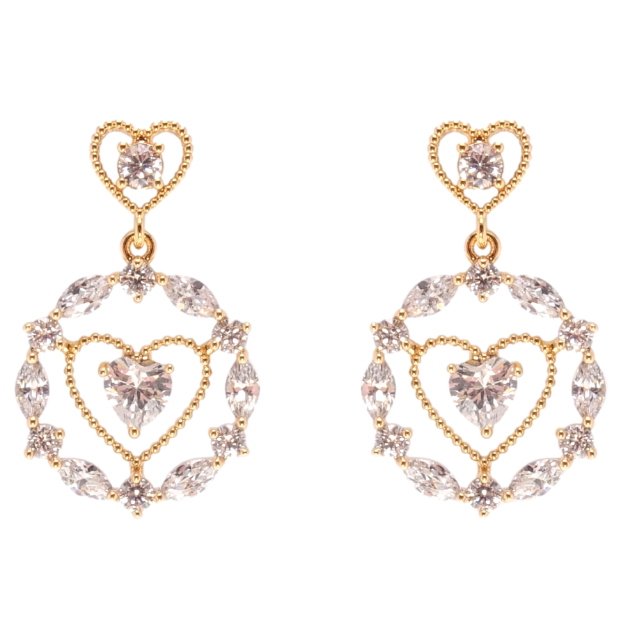 Сережки Xuping JEAN GOUJON Позолота 18K пусети Підвіски серця з цирконієм фото №1 Сережки Xuping JEAN GOUJON Позолота 18K пусети Підвіски серця з цирконієм фото №1