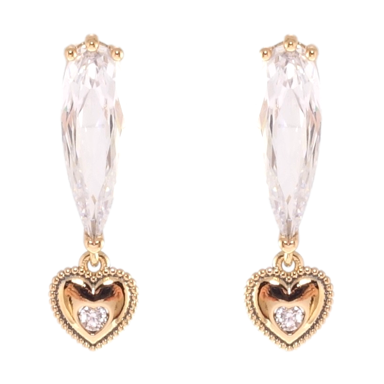 Сережки Xuping JEAN GOUJON Позолота 18K пусети Підвіски серця з цирконієм фото №1