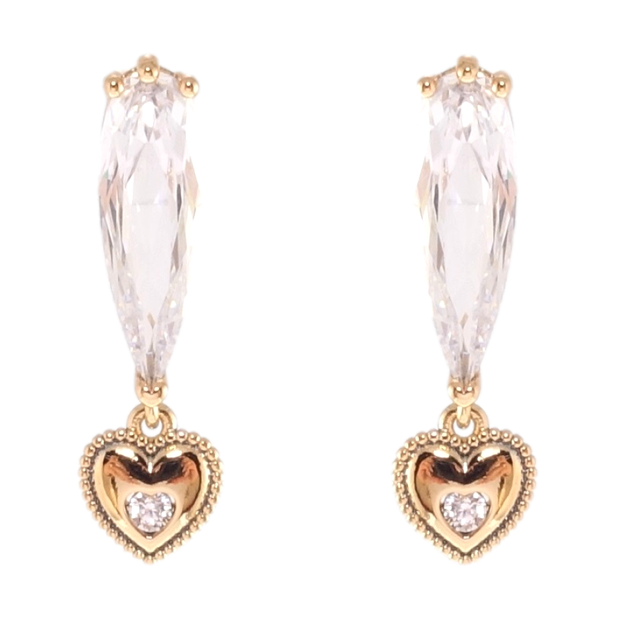 Серьги Xuping JEAN GOUJON Позолота 18K пусеты Подвески сердечки с цирконием фото №1
