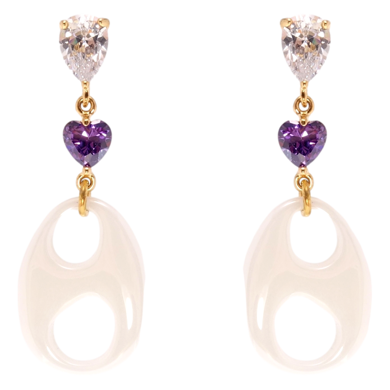 Серьги Xuping Позолота 18K пусеты Подвески из белой керамики с фианитами фото №1