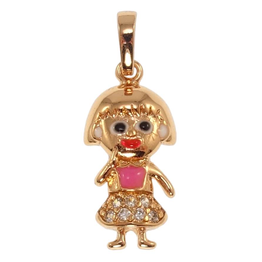 Кулон детский Xuping Позолота 18K Девочка с цирконием и эмалью для цепочки до 5мм фото №1 Кулон детский Xuping Позолота 18K Девочка с цирконием и эмалью для цепочки до 5мм фото №1