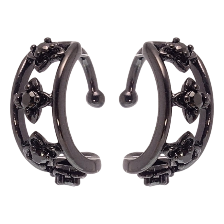 Серьги Xuping Позолота Black (черное золото) каффы Инкрустация черными фианитами фото №1