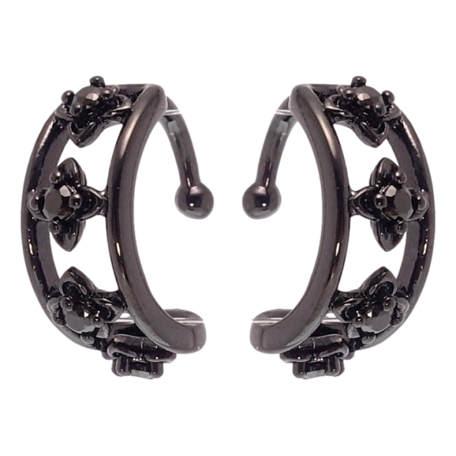 Серьги Xuping Позолота Black (черное золото) каффы Инкрустация черными фианитами фото №1