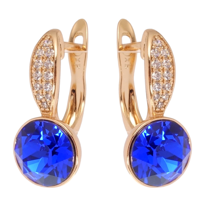 Серьги Xuping цвет 18K с кристаллами Swarovski английский замок Кристалл Capri Blue фото №1 Серьги Xuping цвет 18K с кристаллами Swarovski английский замок Кристалл Capri Blue фото №1