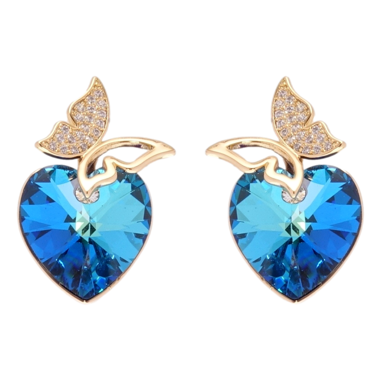 Серьги Xuping цвет 18K с кристаллами Swarovski пусеты Бабочки с кристаллами Capri Blue фото №1 Серьги Xuping цвет 18K с кристаллами Swarovski пусеты Бабочки с кристаллами Capri Blue фото №1
