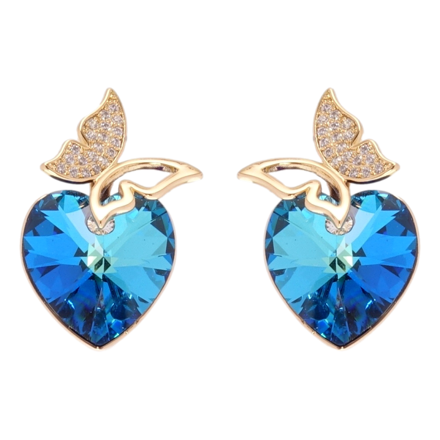 Серьги Xuping цвет 18K с кристаллами Swarovski пусеты Бабочки с кристаллами Capri Blue фото №1 Серьги Xuping цвет 18K с кристаллами Swarovski пусеты Бабочки с кристаллами Capri Blue фото №1