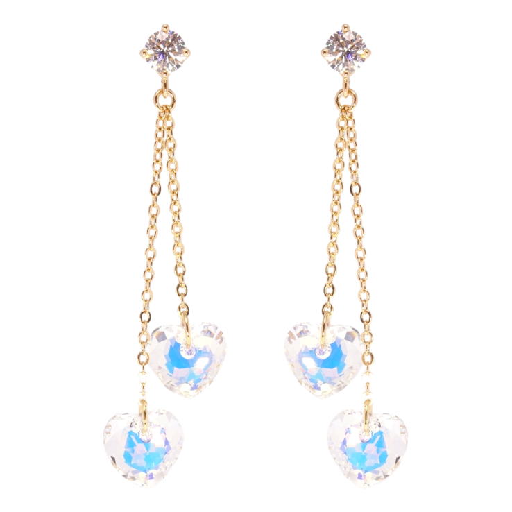 Сережки Xuping колір 18K з кристалами Swarovski пусети "Підвіски з кристальними серцями Shimmer" фото №4
