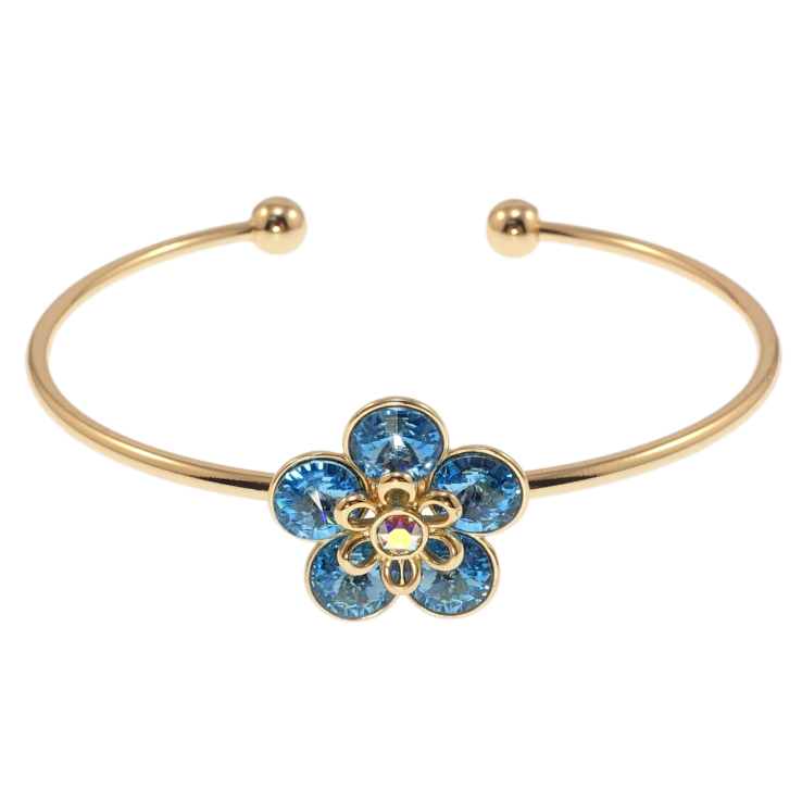Браслет Xuping цвет 18K с кр-ми Swarovski Кристальный цветок Aquamarine ø 6см фото №24