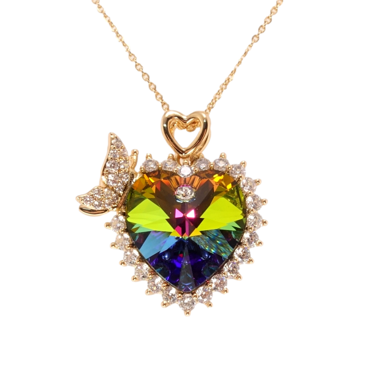 Кулон Xuping 18K з кр-ми Swarovski на ланцюжку Кристал Vitrail Medium з метеликом довжина 39-45см х 1мм фото №12