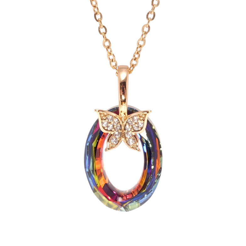 Кулон Xuping 18K с кр-ми Swarovski на цепочке Колечко Vitrail Medium с бабочкой длина 40-45см х 2мм фото №1 Кулон Xuping 18K с кр-ми Swarovski на цепочке Колечко Vitrail Medium с бабочкой длина 40-45см х 2мм фото №1