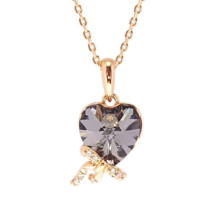 Кулон Xuping 18K с кр-ми Swarovski на цепочке Кристальное сердце Graphite длина 40-45см х 1мм фото №6