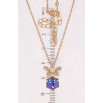 Кулон Xuping 18K з кр-ми Swarovski на ланцюжку Кристальний куб Bermuda Blue з квіткою довжина 41-46см х 1мм фото №2