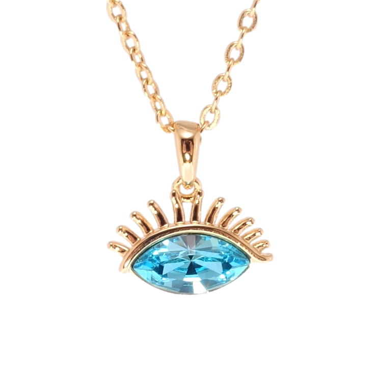 Кулон Xuping 18K с кр-ми Swarovski на цепочке Глаз кристалл Light Turquoise длина 40-45см х 2мм фото №4