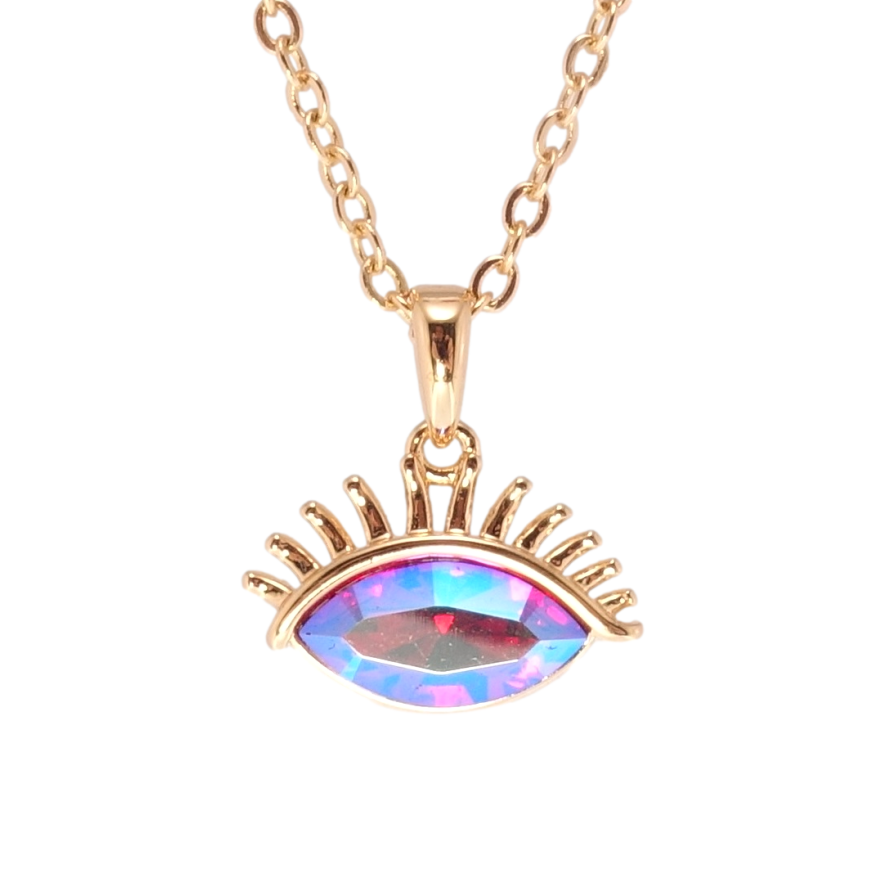 Кулон Xuping 18K с кр-ми Swarovski на цепочке Глаз кристалл Fuchsia Shimmer длина 40-45см х 2мм фото №1
