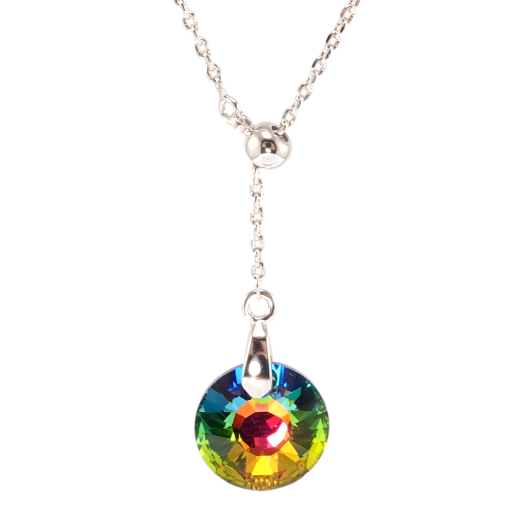 Кулон Xuping колір Родій з кр-ми Swarovski на ланцюжку Кристал Vitrail Medium на бігунці довжина 43-46см х 1мм фото №18