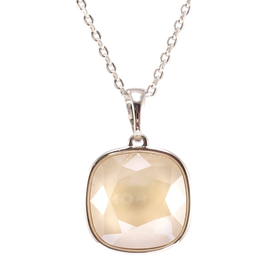 Кулон Xuping колір Родій з кр-ми Swarovski на ланцюжку Кристал Sand Opal 14х14мм довжина 40-45см х 1мм фото №1 Кулон Xuping колір Родій з кр-ми Swarovski на ланцюжку Кристал Sand Opal 14х14мм довжина 40-45см х 1мм фото №1