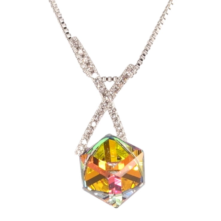 Кулон Xuping колір Родій з кр-ми Swarovski на ланцюжку Кристальний куб Vitrail Medium довжина 40-45см х 1мм фото №20 Кулон Xuping колір Родій з кр-ми Swarovski на ланцюжку Кристальний куб Vitrail Medium довжина 40-45см х 1мм фото №20