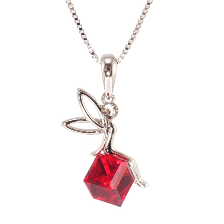 Кулон Xuping цвет Родий с кр-ми Swarovski на цепочке Фея на кристалле Siam длина 41-46см х 1мм фото №1