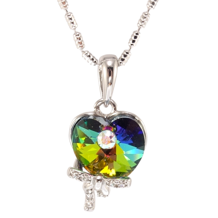 Кулон Xuping колір Родій з кр-ми Swarovski на ланцюжку Кристальне серце Vitrail Medium довжина 40-45см х 1мм фото №20