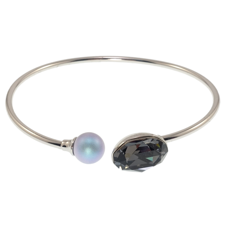 Браслет Xuping колір Родій з кр-ми Swarovski Кристал Montana з блакитною перлиною ø 5,7см фото №1 Браслет Xuping колір Родій з кр-ми Swarovski Кристал Montana з блакитною перлиною ø 5,7см фото №1