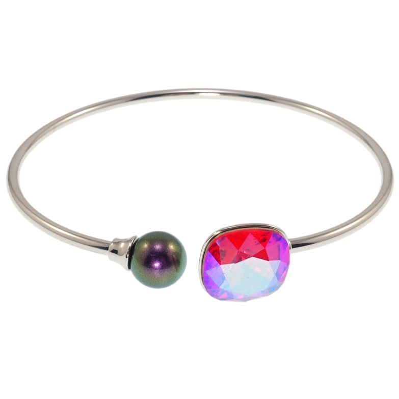 Браслет Xuping колір Родій з кр-ми Swarovski Кристал Light Siam Shimmer ø 5.7см фото №1